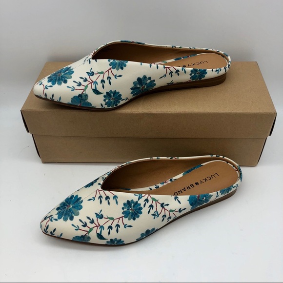 NIB Lucky Brand BARBORA Flat Mule Floral Slides - Picture 2 of 11